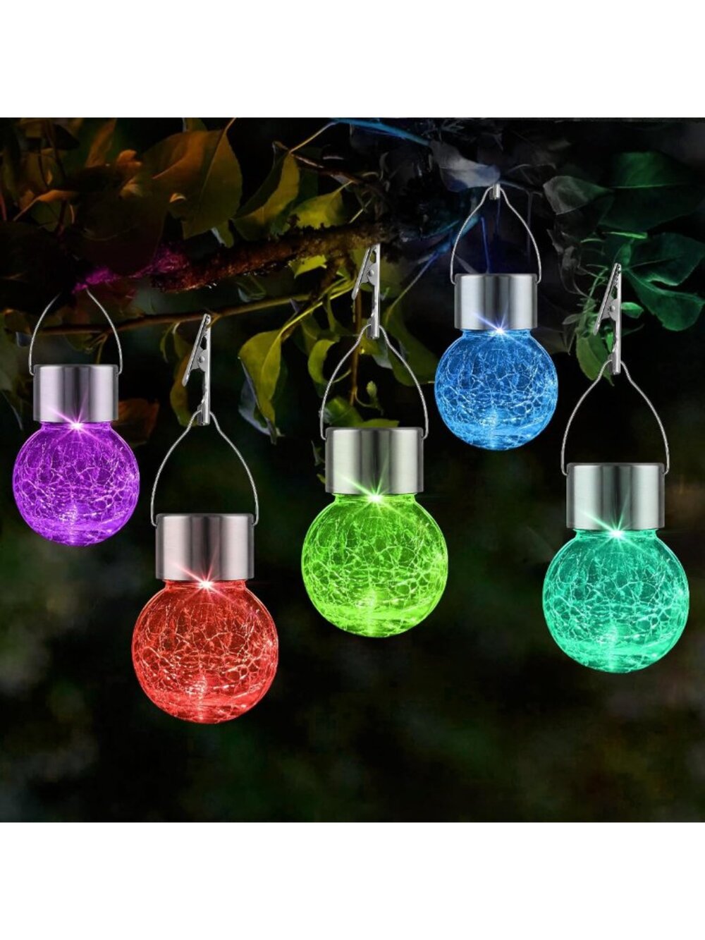 8 Pack Solar Hanging Globe Lights - Waterproof Color Changing Lanterns for